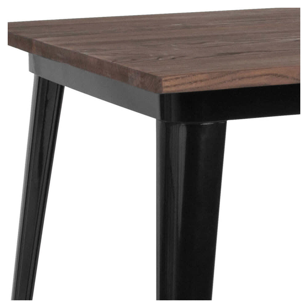 Dining table selection, Industrial black with dark walnut wood top