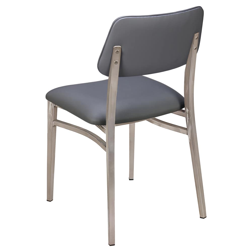 Dining chair selection, Luca metal with padded back in clear Coat finish