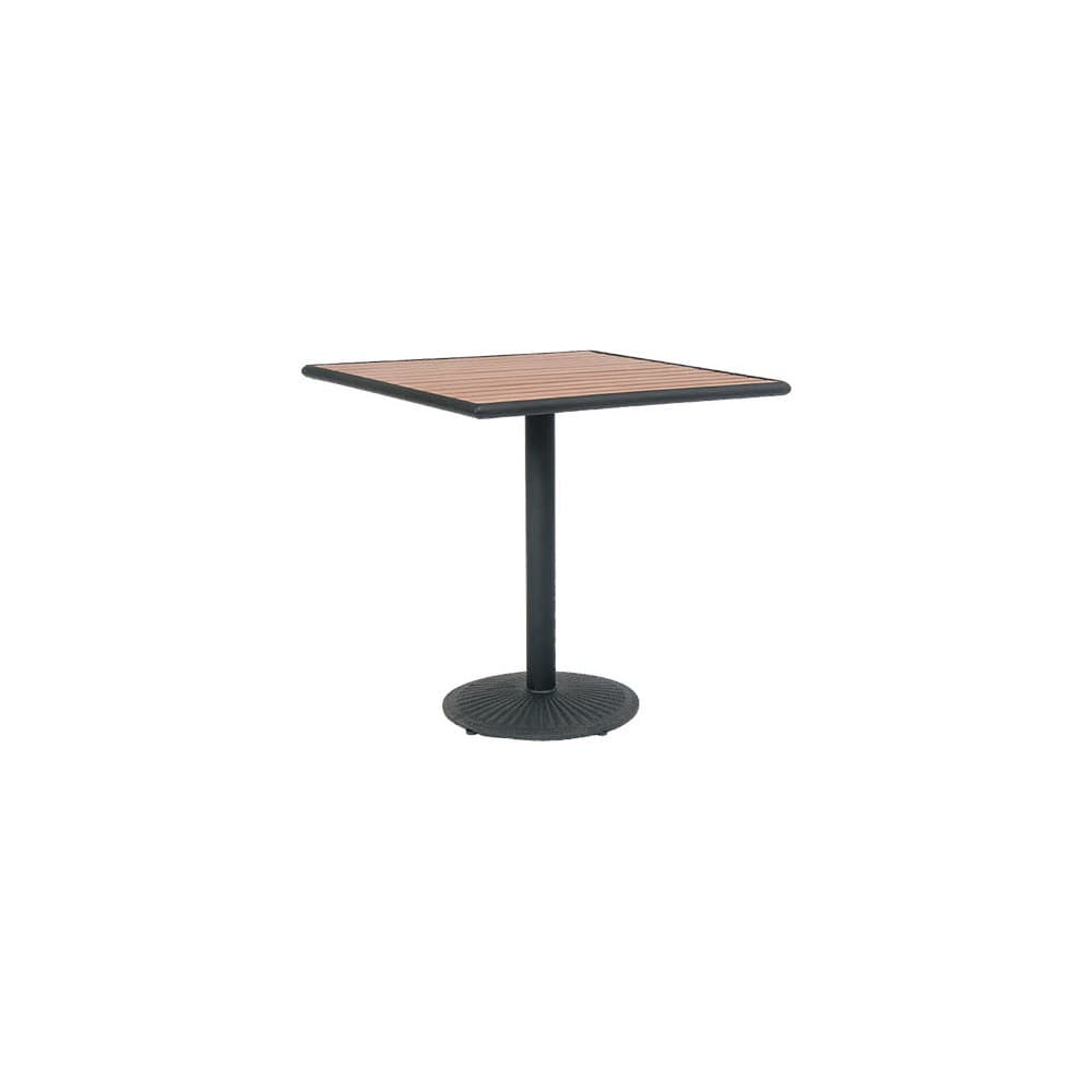 Dining table selection, Natural finish faux teak top with metal base