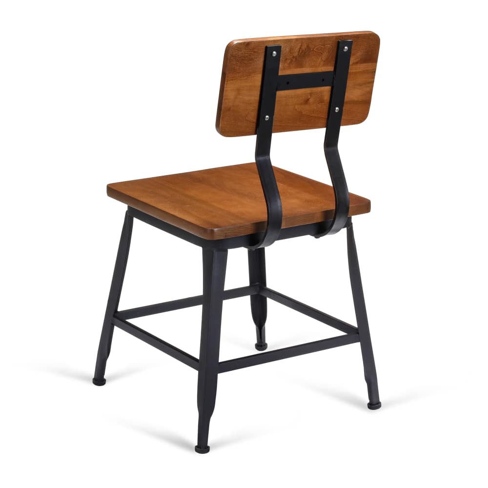 Massello Black Metal Chair with Wood Back