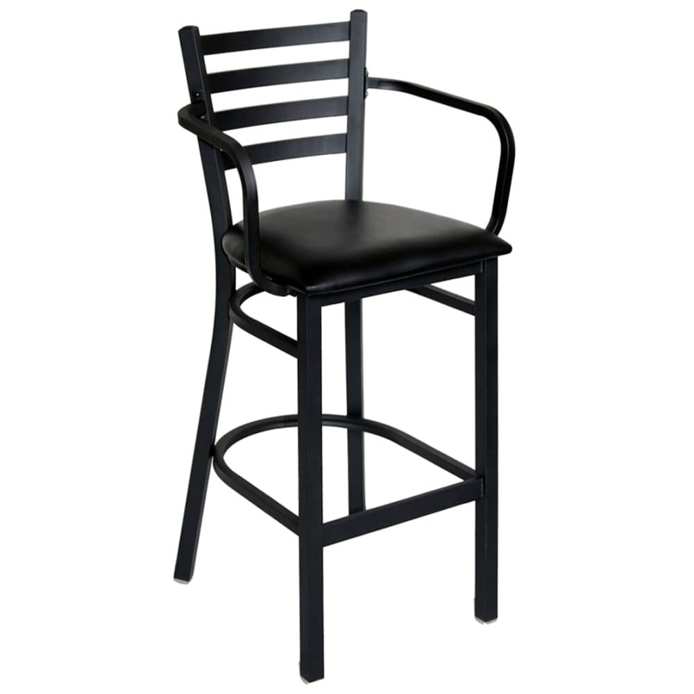 Ladder-Back Metal Bar Stool with Arms