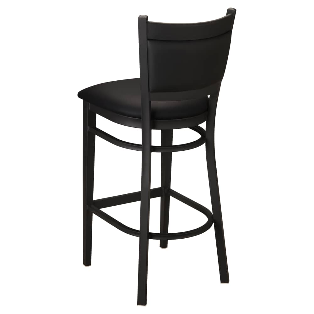 Bar stool selection, Black vinyl padded back metal