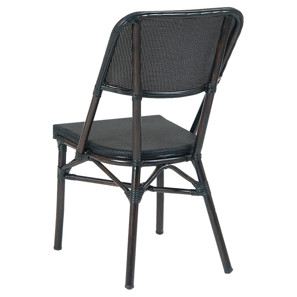 Aluminum Patio Chair with Dark Walnut Frame and Black Rattan
