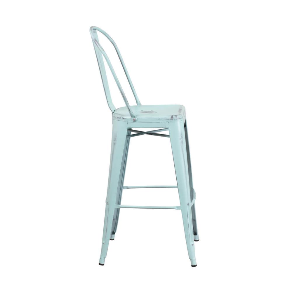 Bar stool selection, Distressed Ice blue Bistro Style