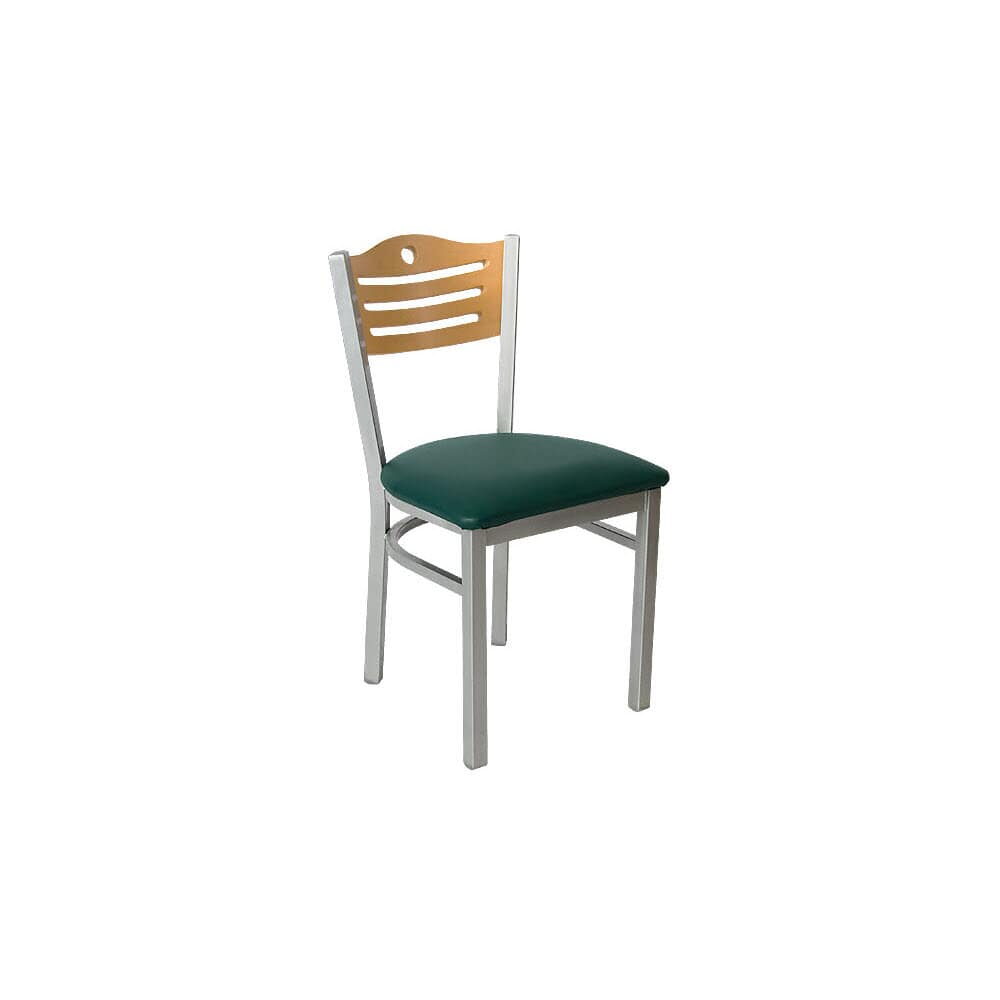 Silver Interchangeable Back Metal Chair with Slats and Circle
