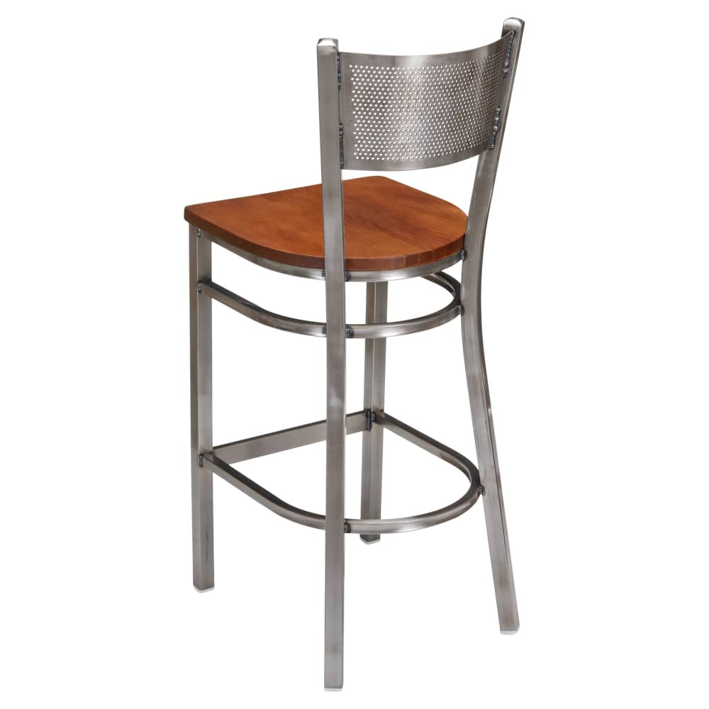 Clear Coat Checker Back Metal Bar Stool