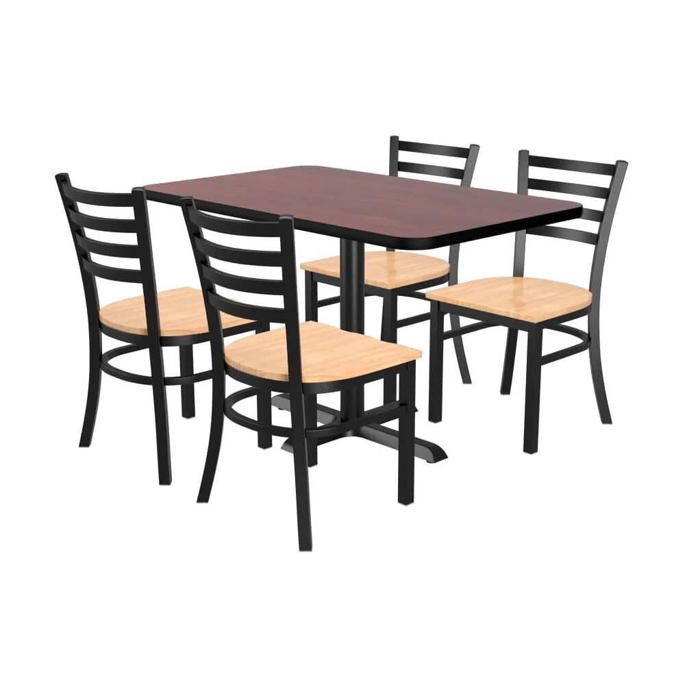 Set of 4 Ladder-Back Metal Chairs with a Rectangular Reversible Table