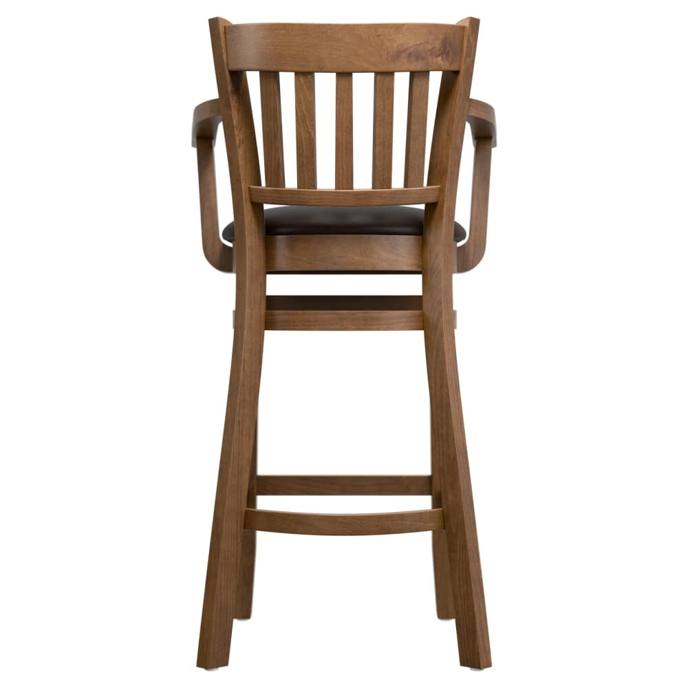 Vertical Slat Wood Bar Stool with Arms