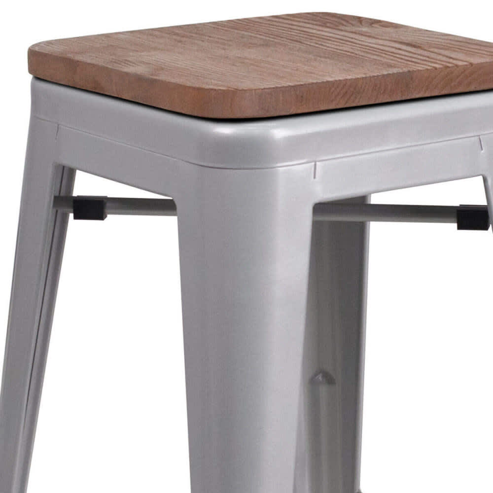 Bar stool selection, Bistro Style Silver metal Backless
