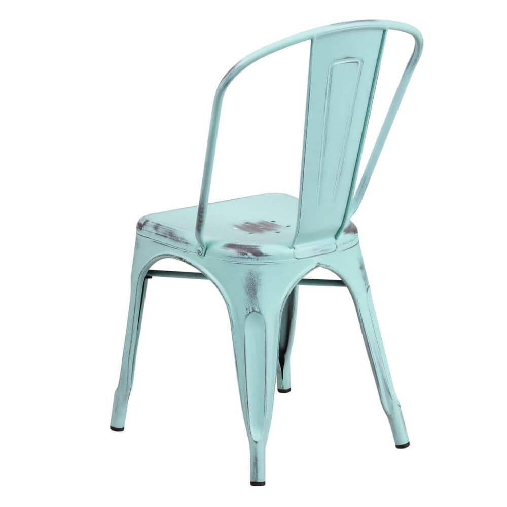 Distressed Ice Blue Bistro-Style Chair