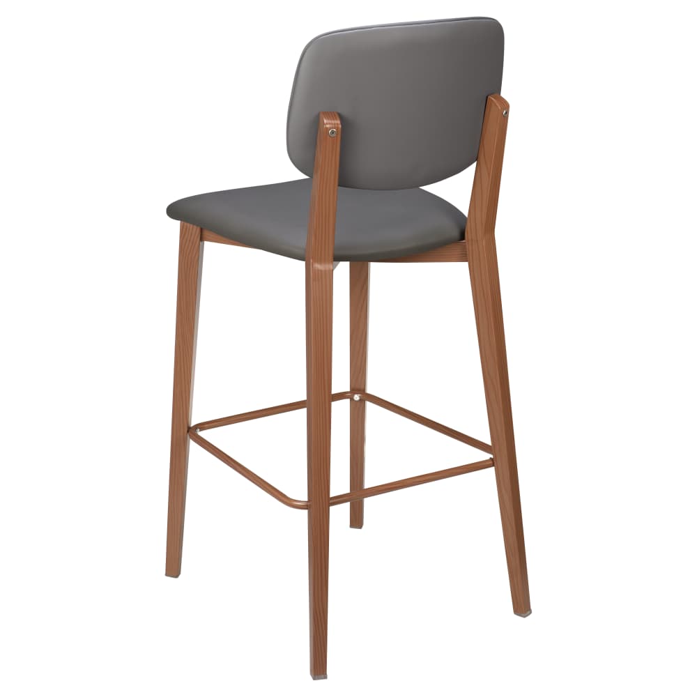 Bar stool selection, Enzo wood Grain metal with padded back