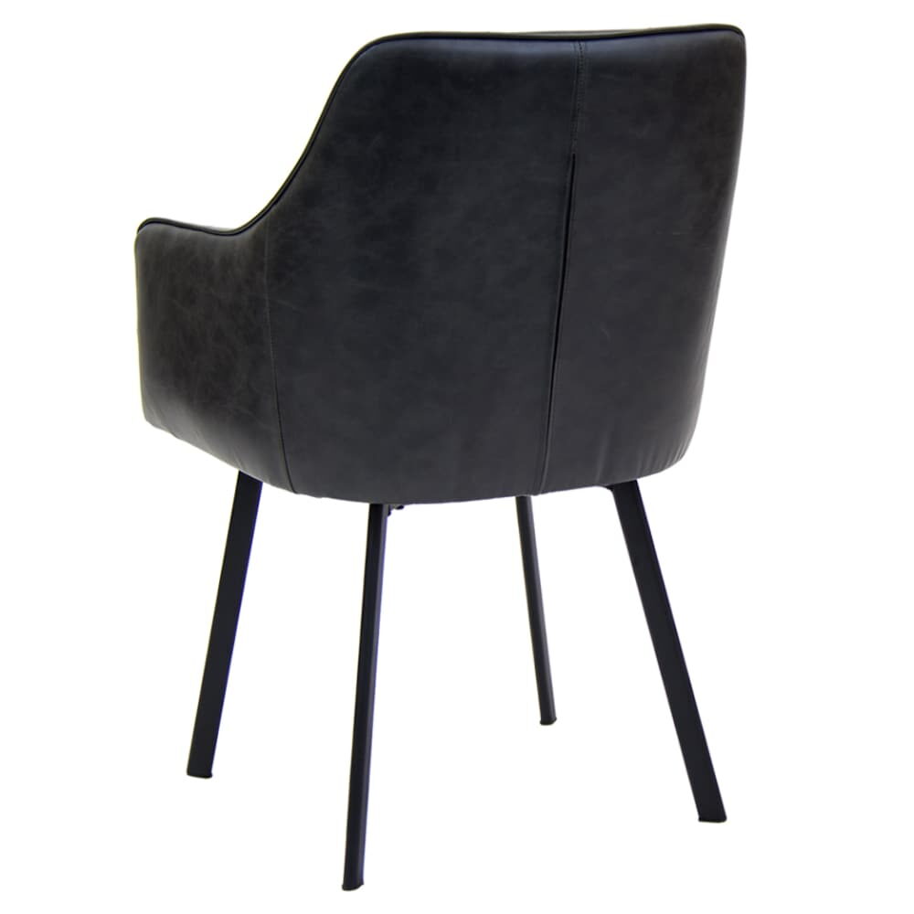 Recessed Dark Gray Vinyl Metal Armchair