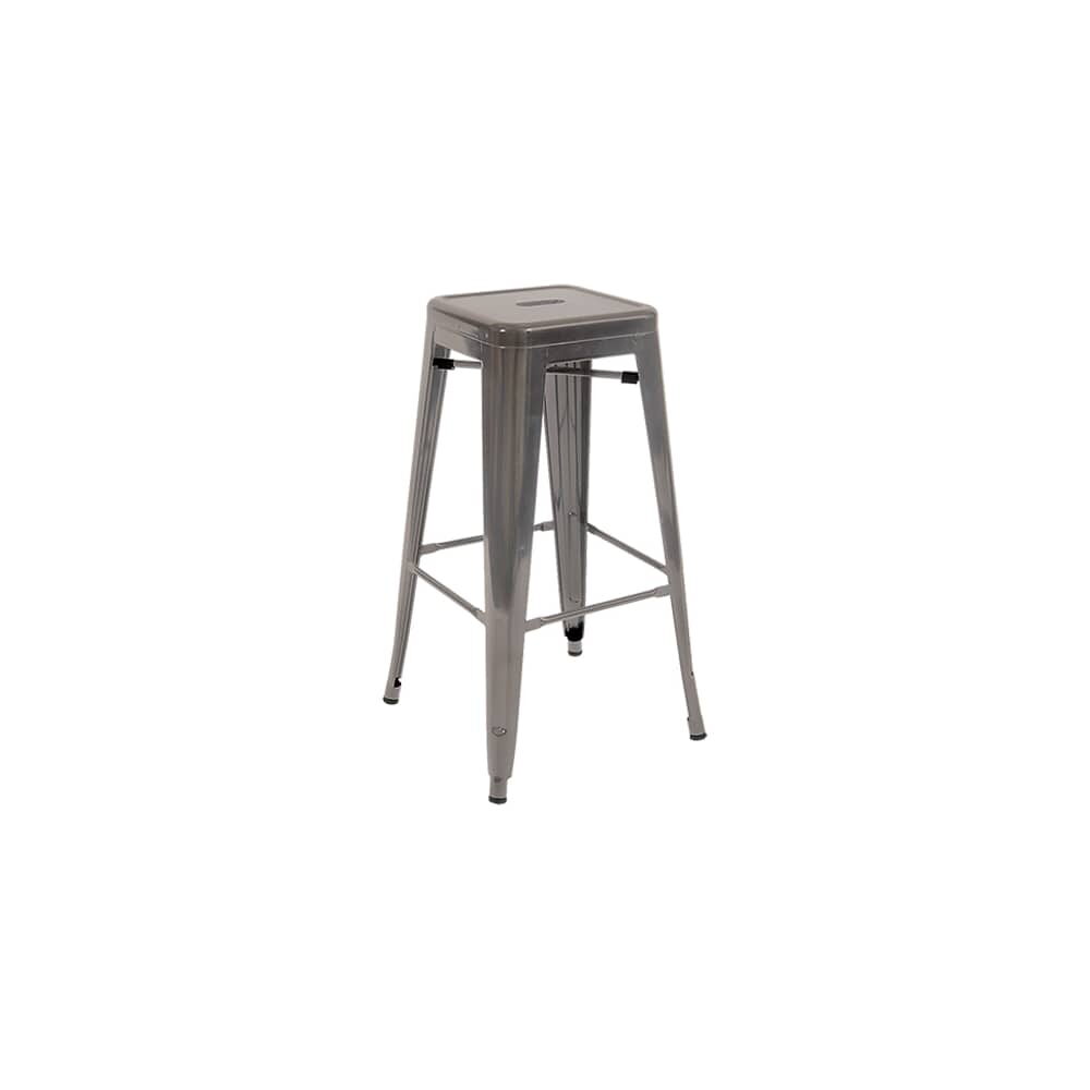 Bistro-Style Metal Backless Bar Stool in Clear Finish