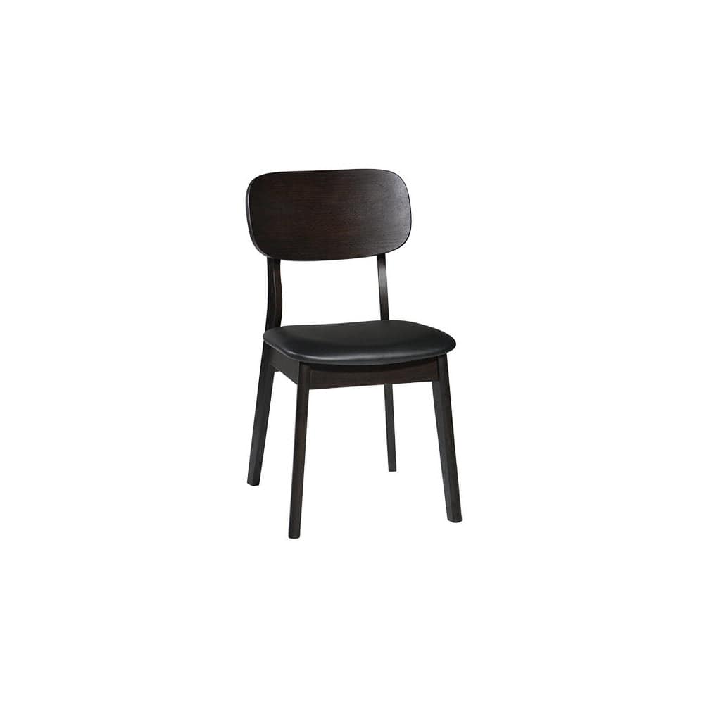 Dining chair selection, Dark walnut wood with black vinyl seat