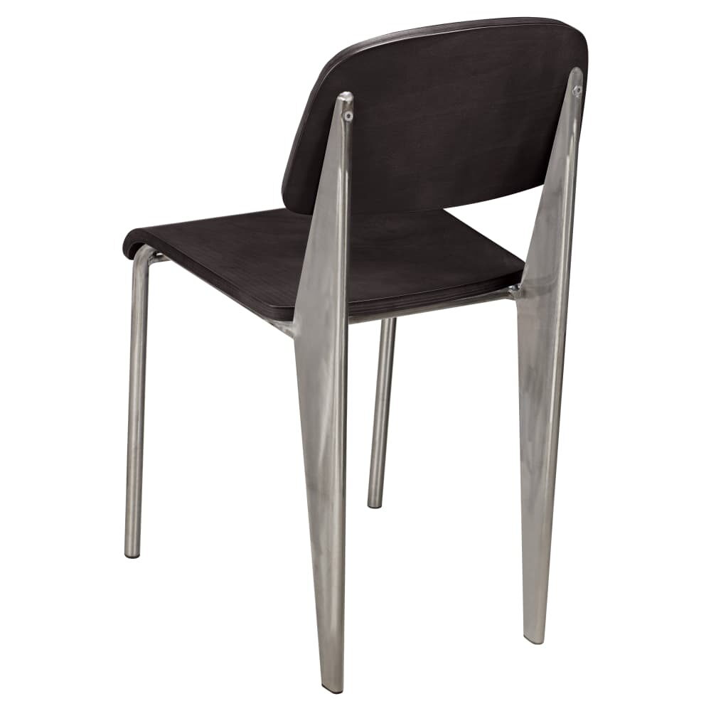 Nico Metal Chair with Wood Back in Clear Coat Finish