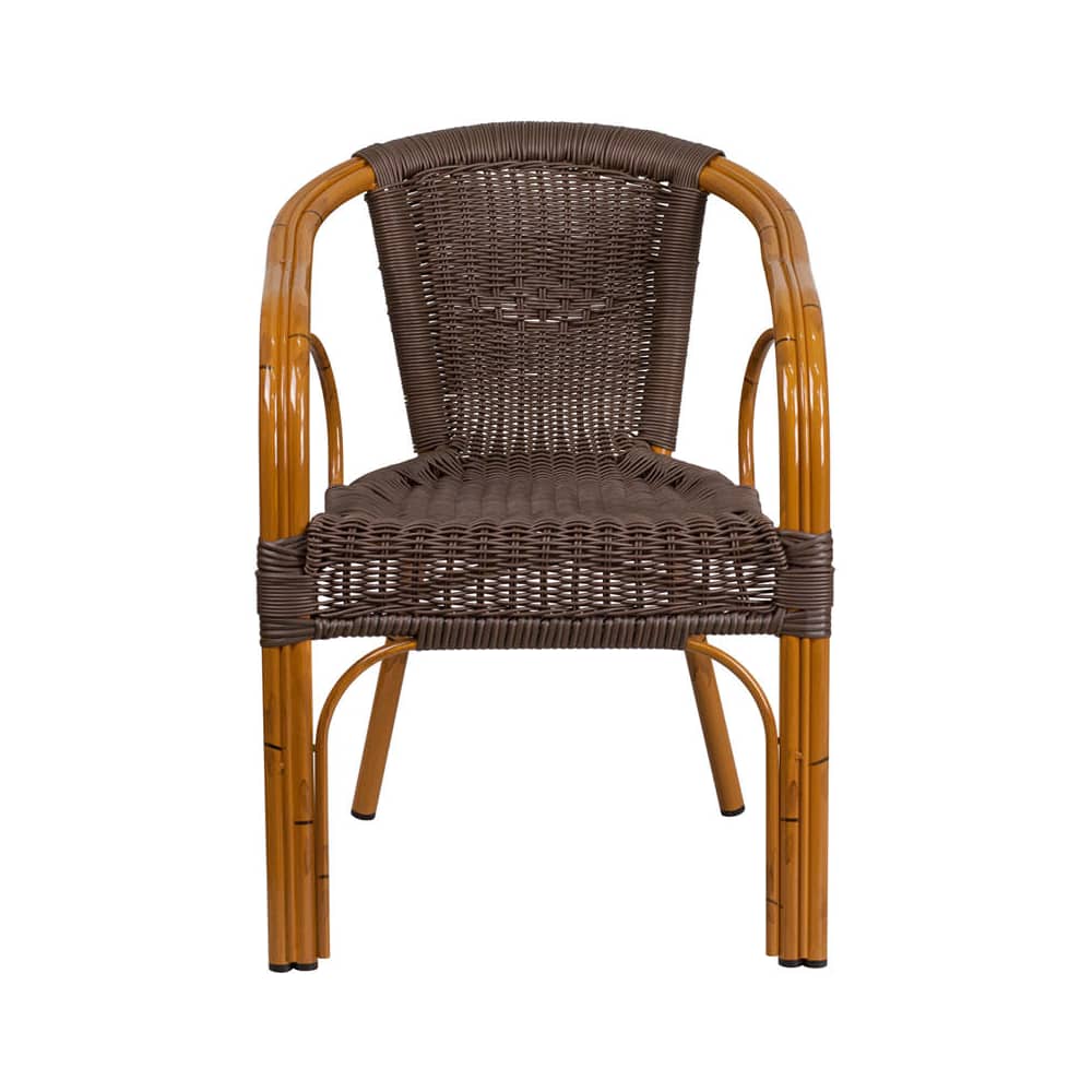 Armchair selection, Dark Brown rattan aluminum with Cherry frame finish